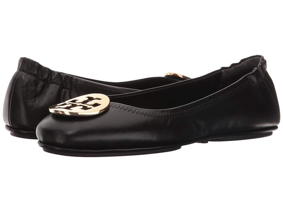 Tory Burch Minnie Travel Ballet Flat (Black/Gold) Women's Shoes