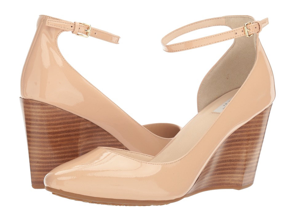 Cole Haan Lacey Ankle Strap Wedge 85mm (Nude Patent) Women's Wedge Shoes Cole Haan Lacey Ankle Strap Wedge 85mm (Nude Patent) Women's Wedge Shoes