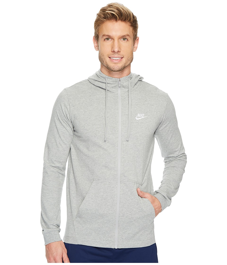 Nike Sportswear Full-Zip Hoodie (Dark Grey Heather/White) Men
