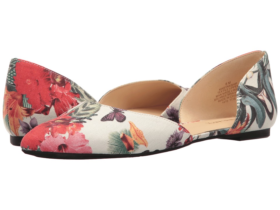 Nine West Starship D'Orsay Flat (Off-White Fabric) Women's Shoes