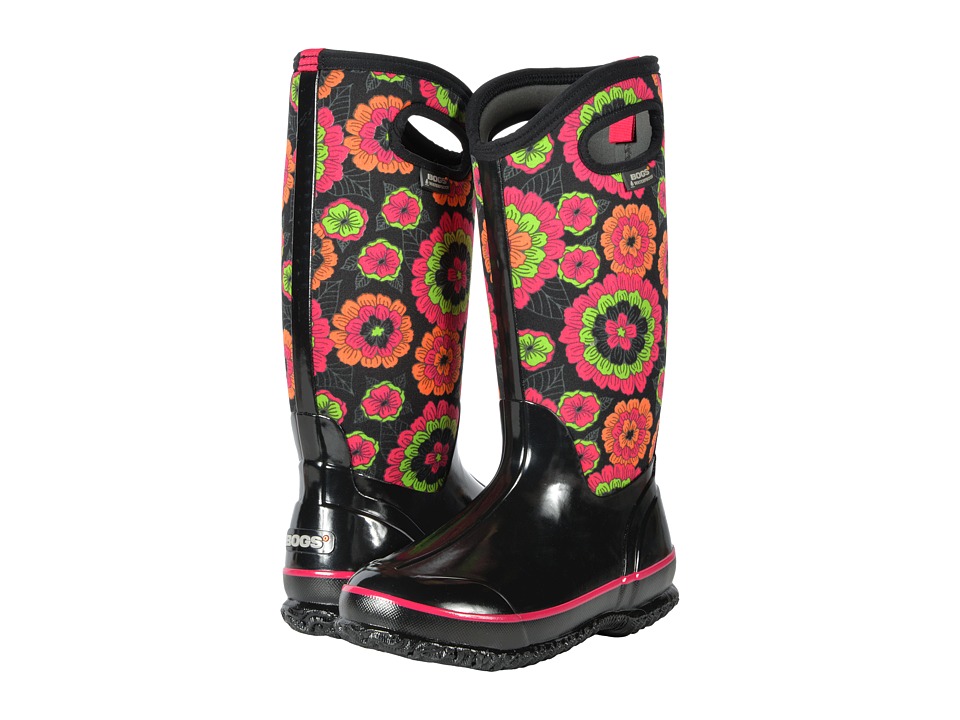 Bogs Classic Tall (Black Multi Pansies) Women's Waterproof Boots
