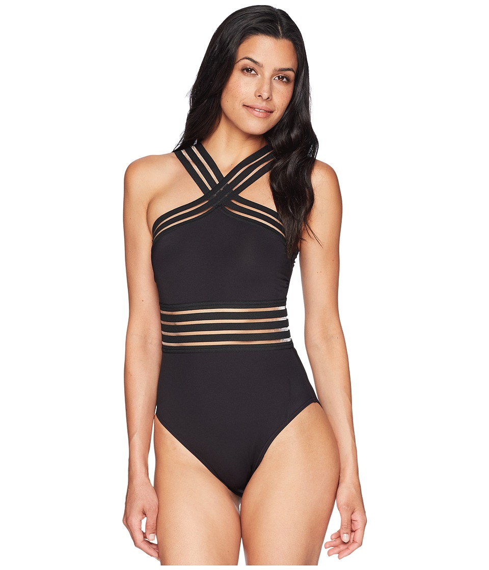 Kenneth Cole - Stompin In My Stilettos High-Neck One-Piece (Black) Womens Swimsuits One Piece
