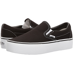 black vans slip on platform