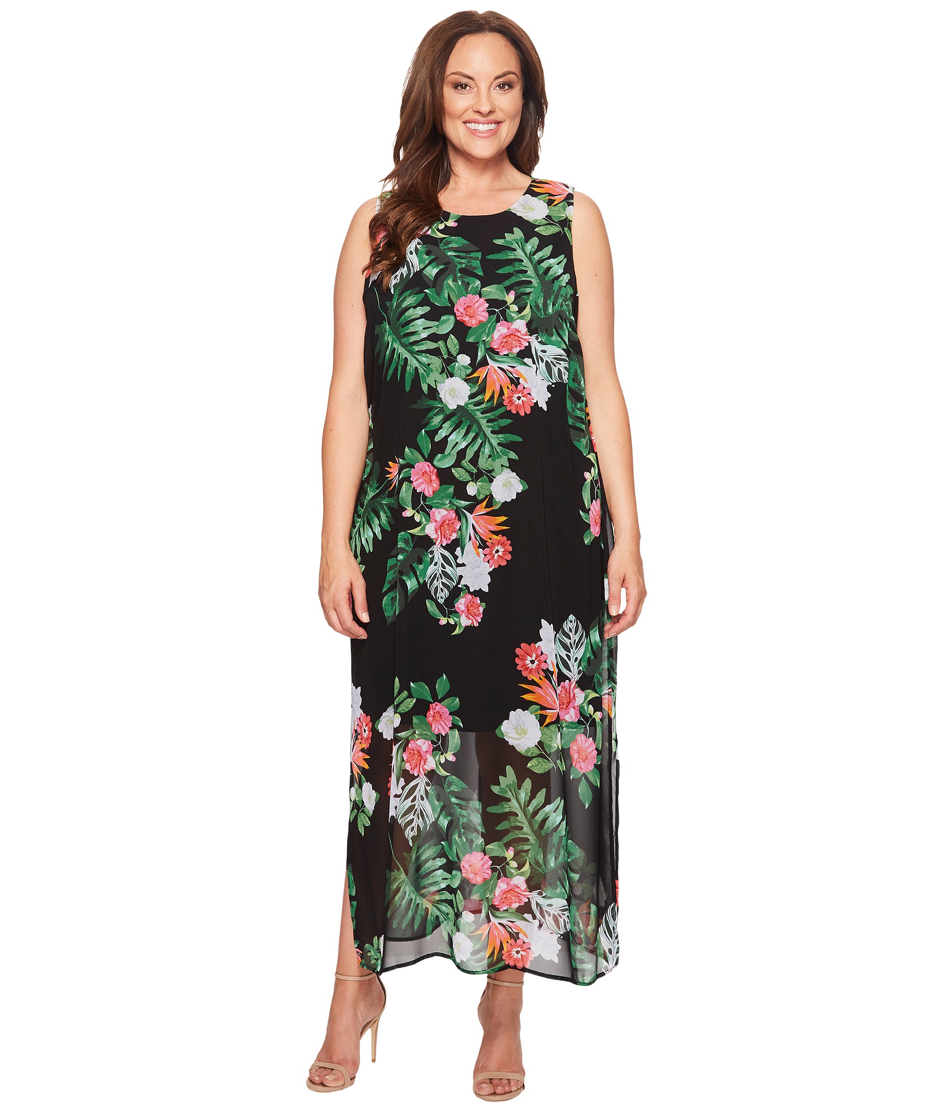Vince Camuto Specialty Size Plus Size Sleeveless Havana Tropical Maxi ...