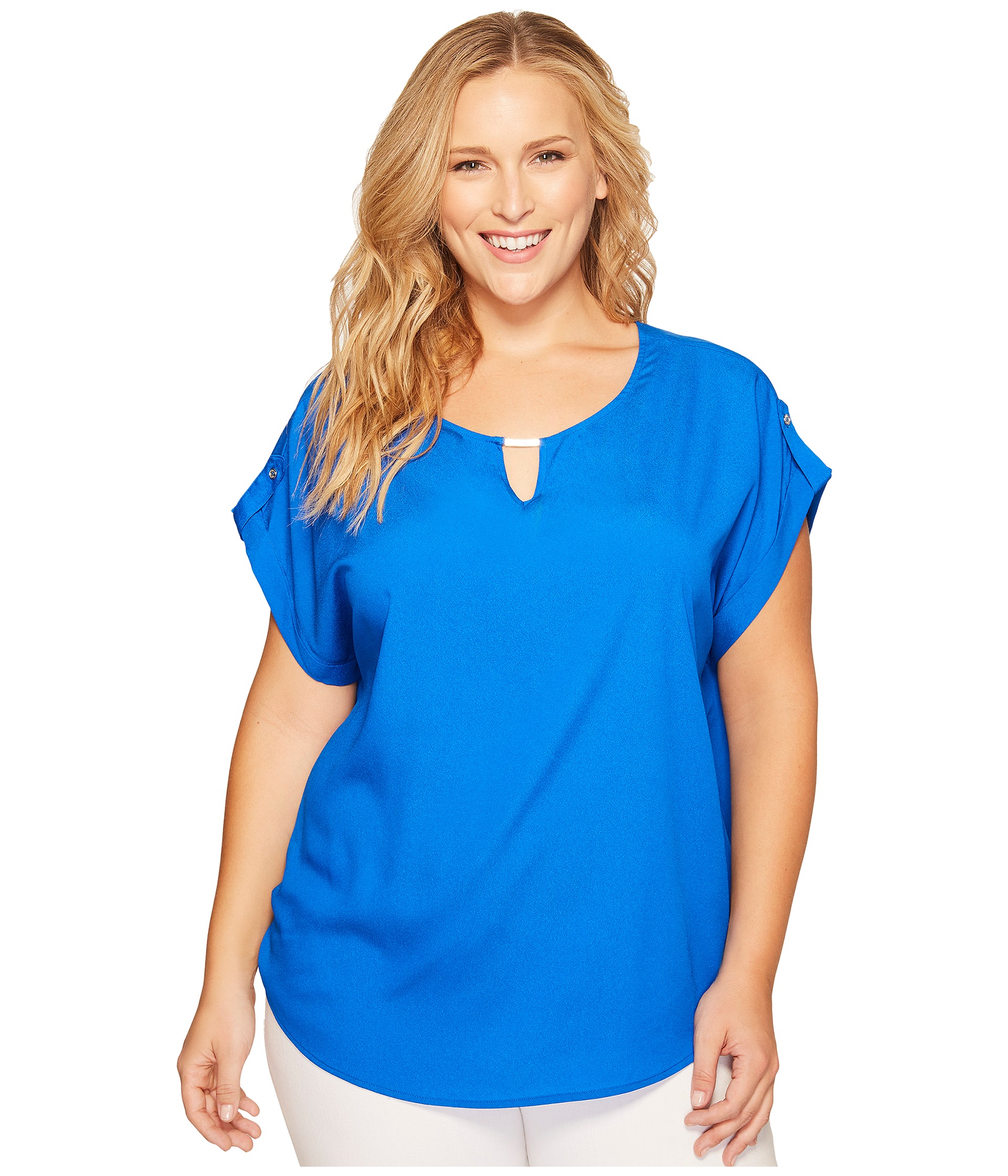 Calvin Klein Plus Plus Size Short Sleeve Top with Bar Hardware at ...