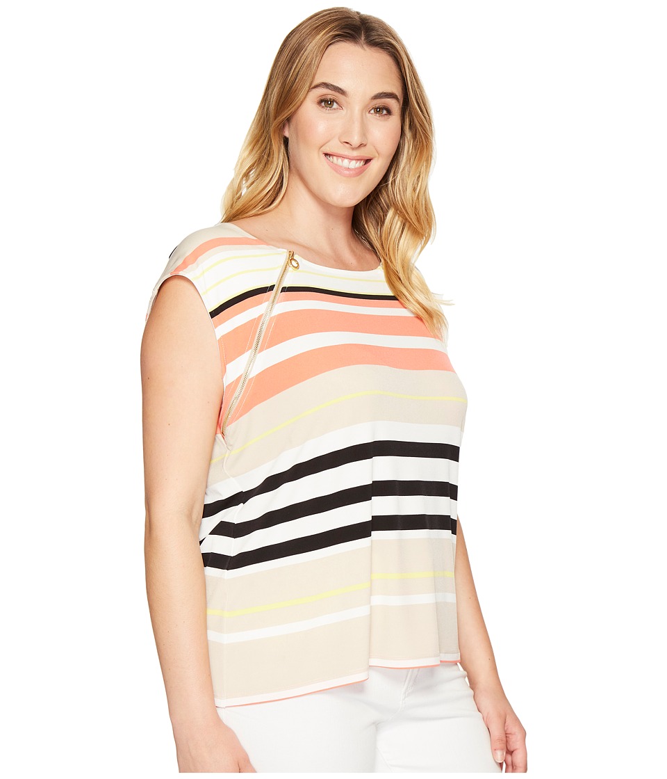 plus size sleeveless top with zipper detail