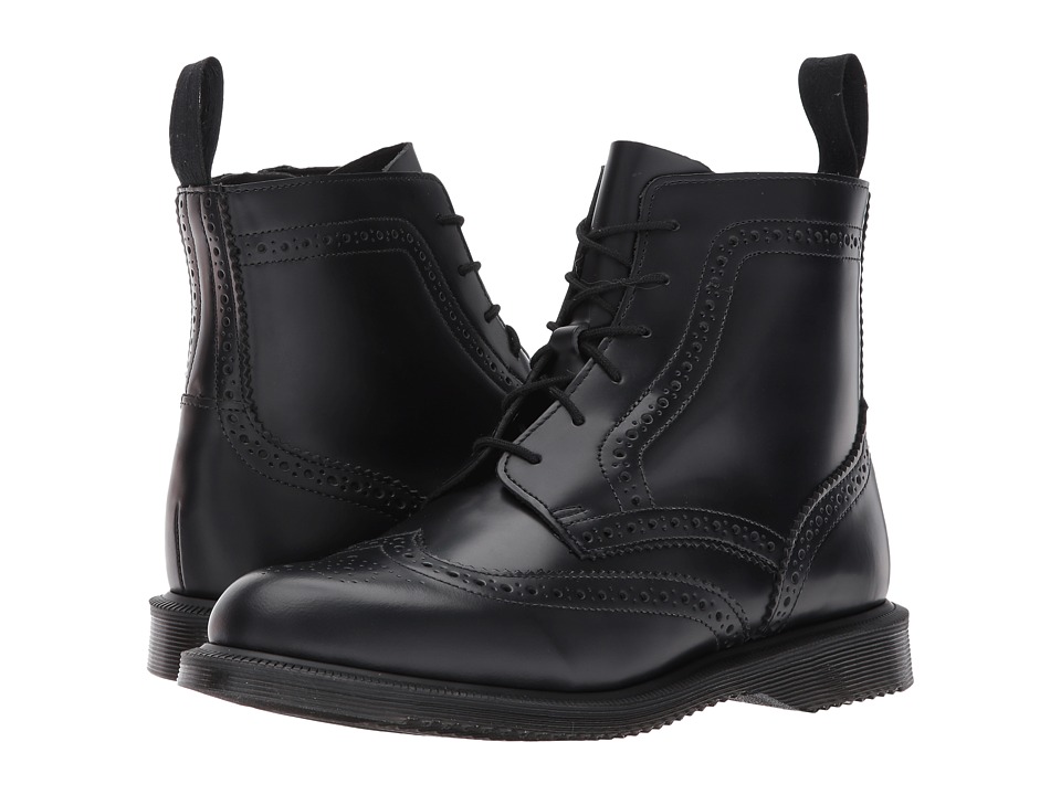 Dr. Martens Delphine 6-Eye Brogue Boot (Black Polished Smooth)