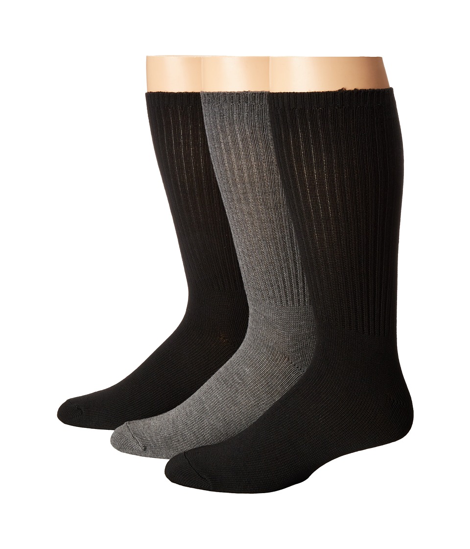 Steve Madden 3-Pack Crew Ribbed (Black/Charcoal/Black) Men