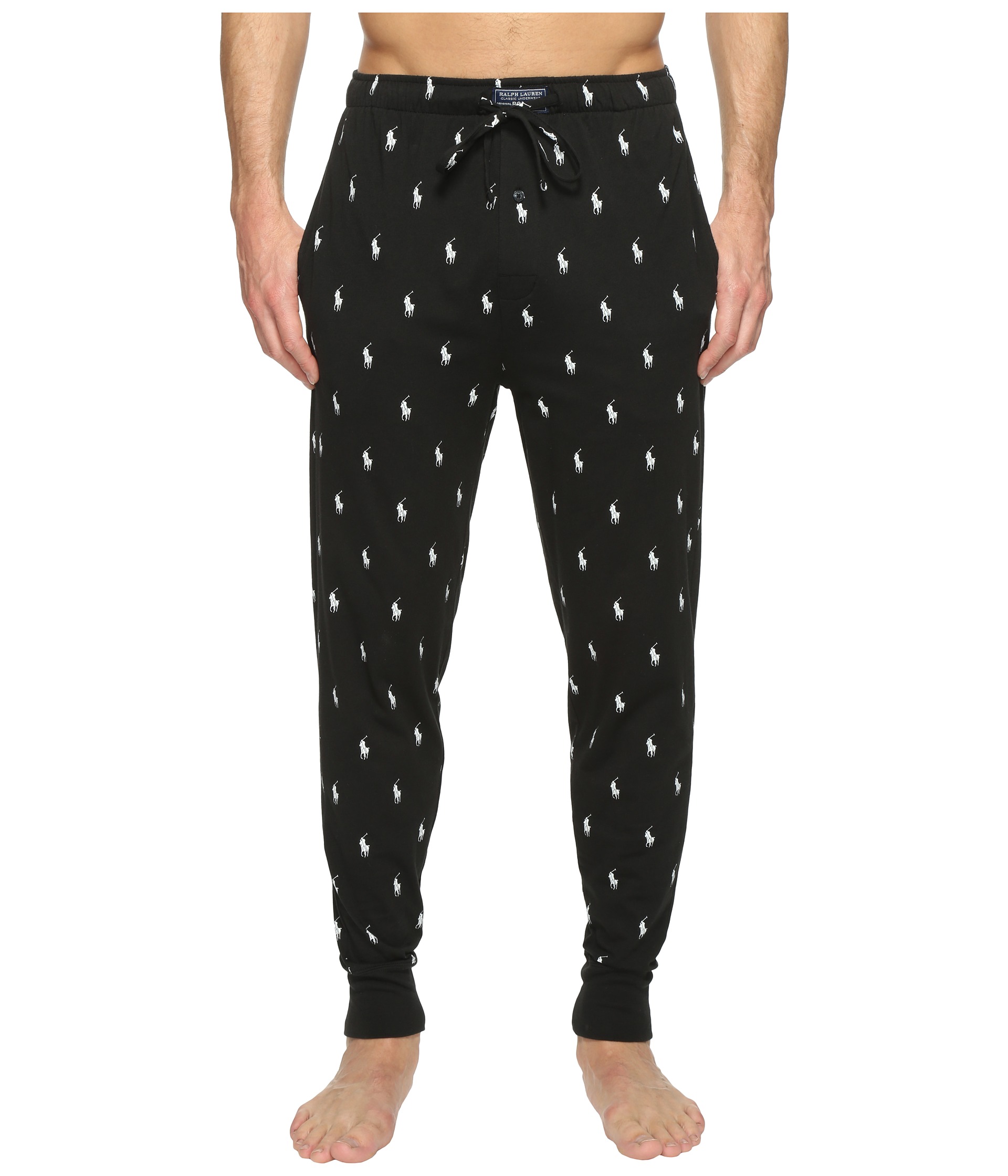 Polo Ralph Lauren All Over Pony Player Knit Jogger Black - Zappos.com ...