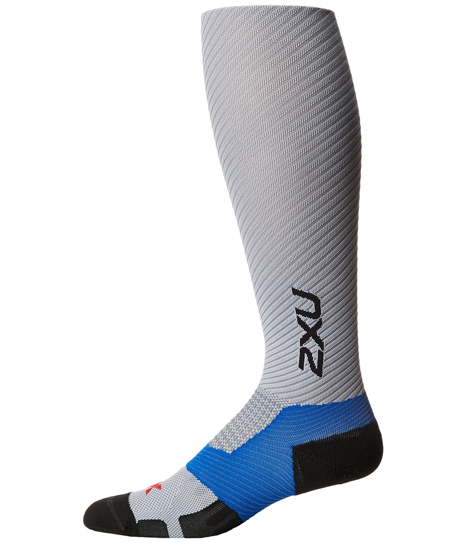 2XU - Elite Lite X-Lock Compression Socks (Light Grey/Titanium) Mens Knee High Socks Shoes