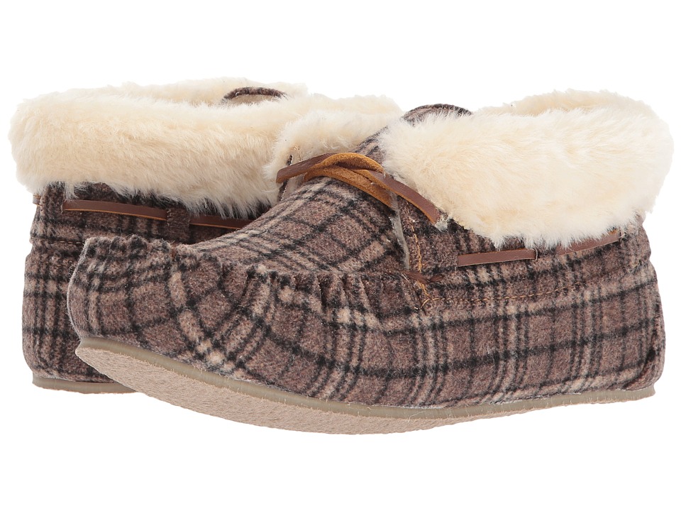 Minnetonka Chrissy (Brown Plaid Suede) Slippers