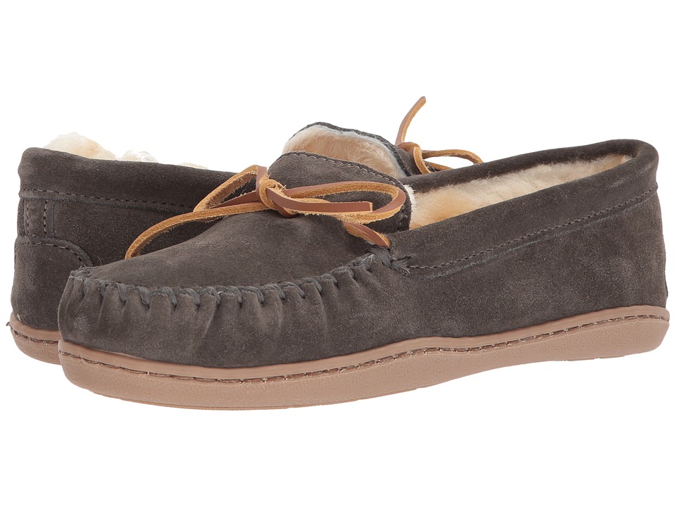 Minnetonka Sheepskin Hardsole Moc (Grey) Women's Moccasins