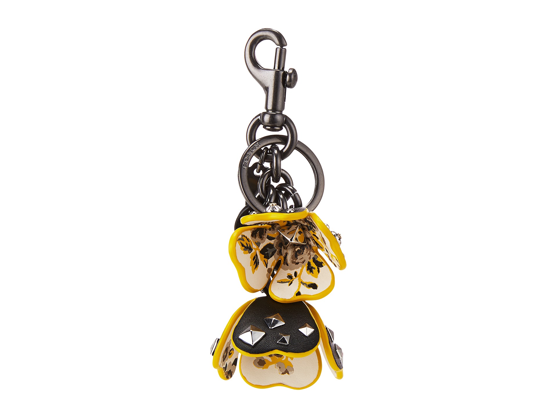 COACH Floral Printed Leather Tea Rose Bag Charm at 0