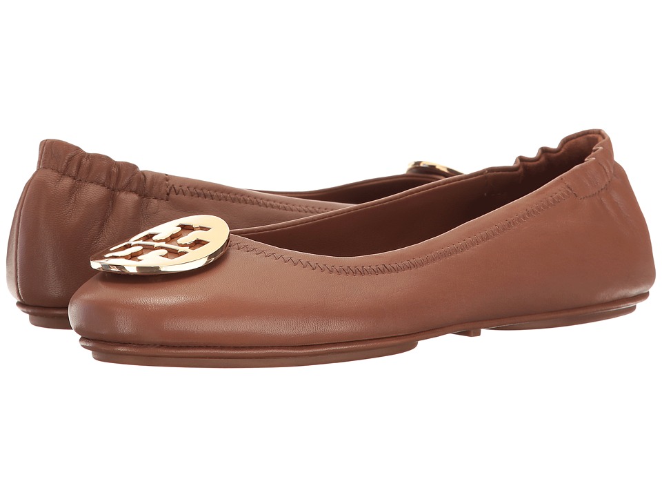 Tory Burch Minnie Travel Ballet Flat (Royal Tan/Gold) Women's Shoes