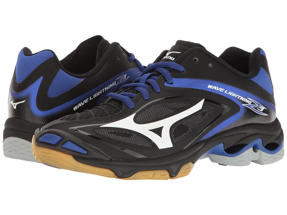 black and royal blue mizuno volleyball shoes