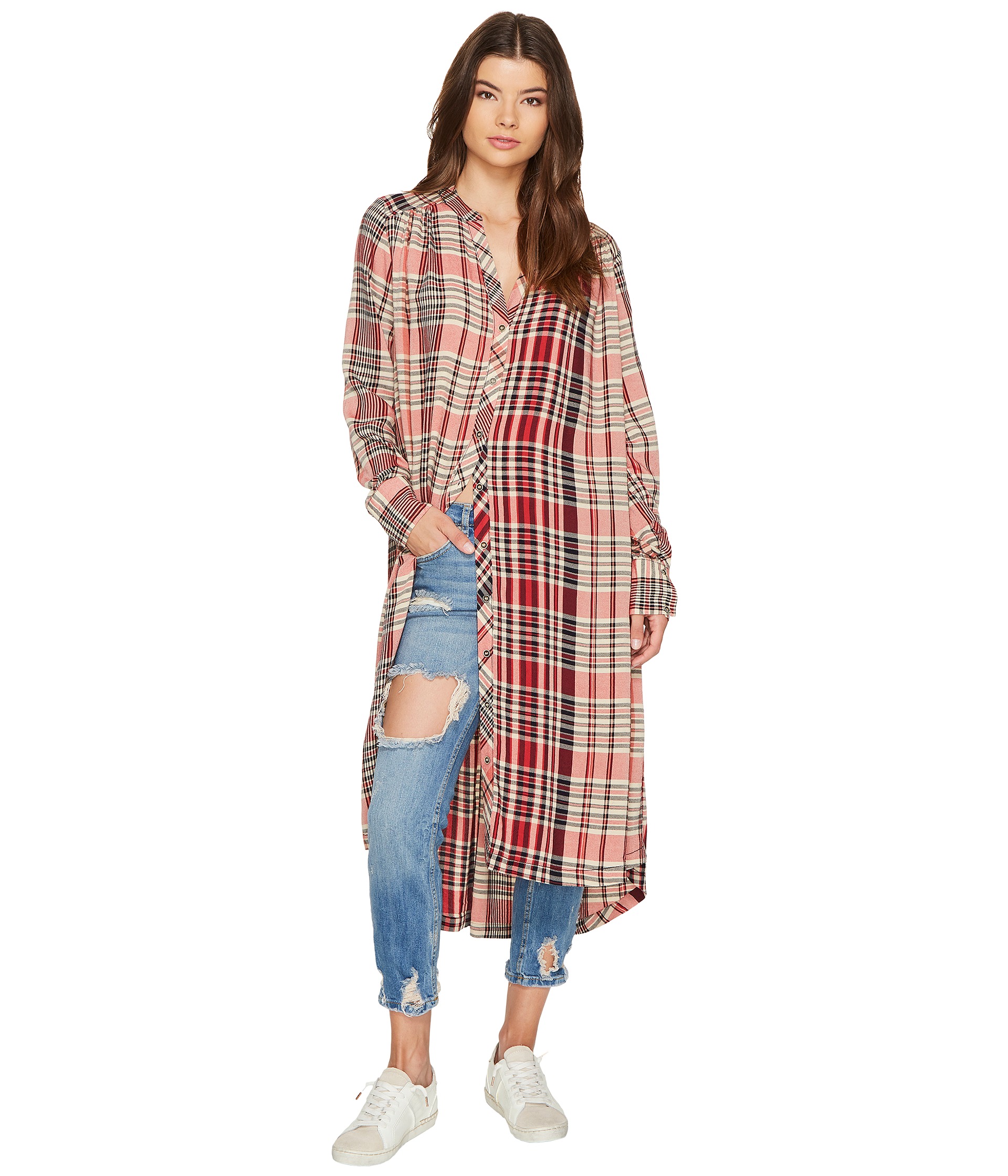 free people loveland plaid button down to