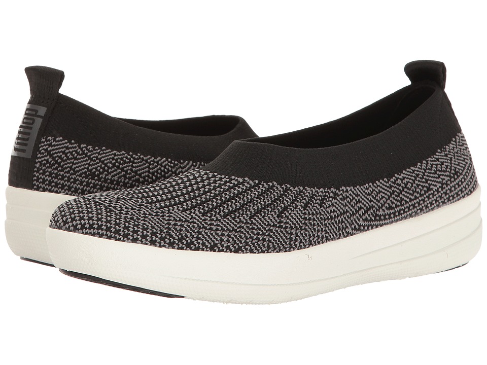 FitFlop Uberknit Slip-On Ballerina (Black/Charcoal) Slip-On Shoes