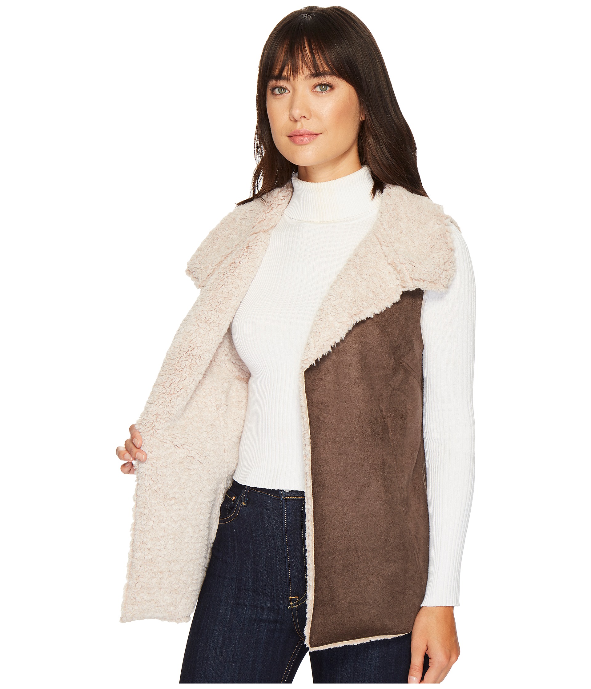 Dylan by True Grit Faux Suede & Sherpa Cozy Collar Vest at Zappos.com