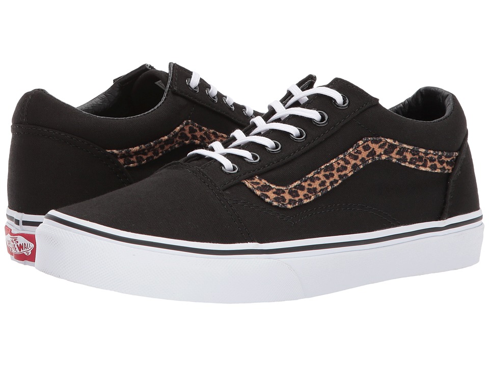 Vans Kids Old Skool (Little Kid/Big Kid) ((Mini Leopard) Brown/True White) Girl