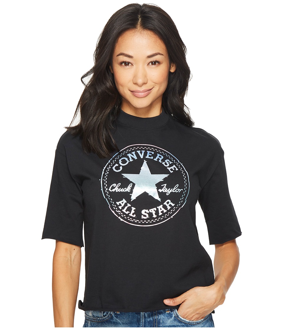 UPC 888755000427 product image for Converse - Shine Pack Foil CP Mock Neck T-Shirt (Black) Women's T Shirt | upcitemdb.com