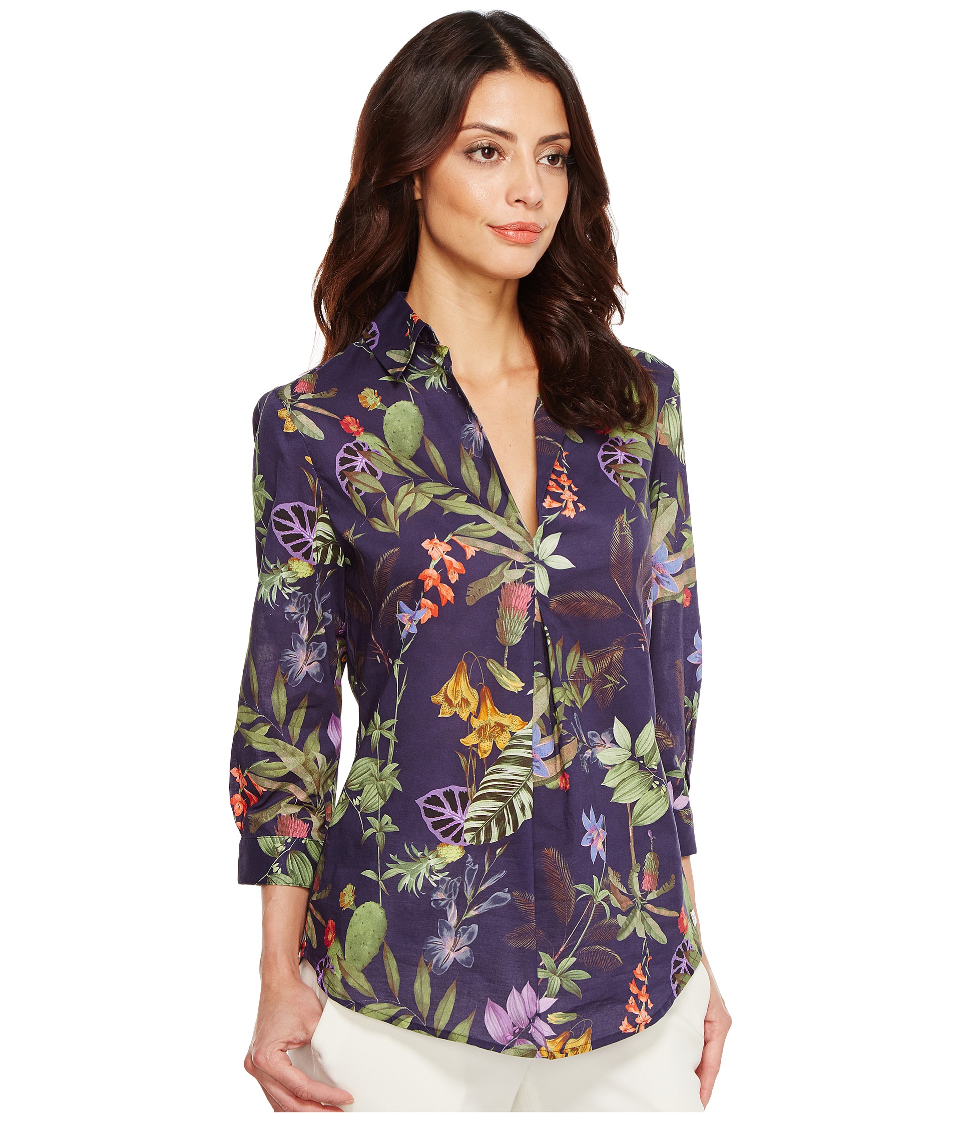 Ivanka Trump Tropical Print Button Up Shirt - Zappos.com Free Shipping ...