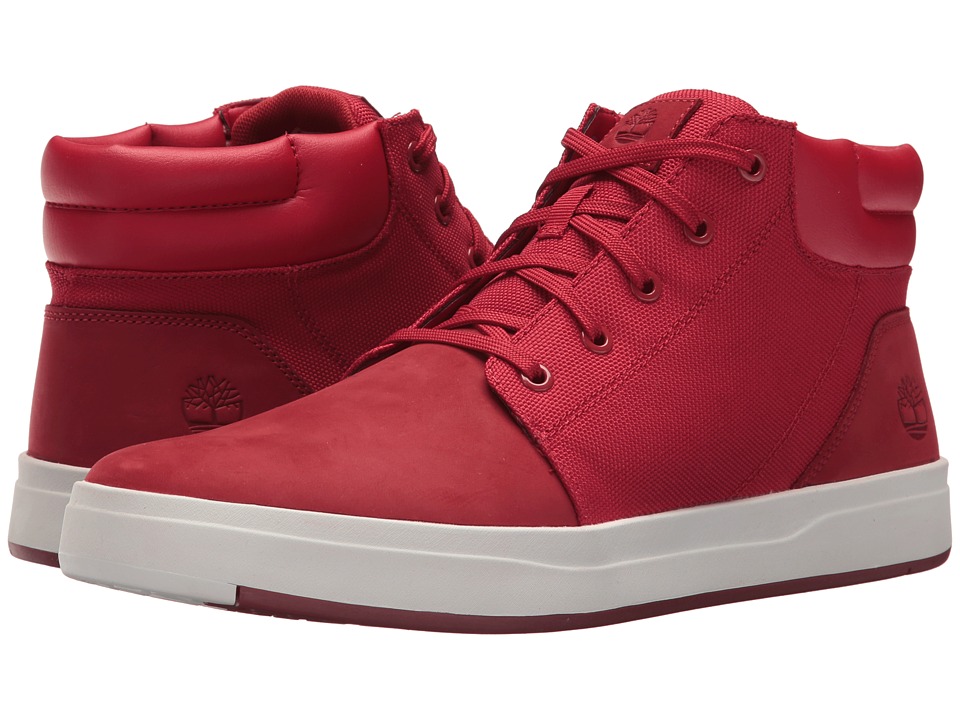Timberland - Davis Square Plain Toe Chukka (Dark Ruby Nubuck) Mens Lace up casual Shoes