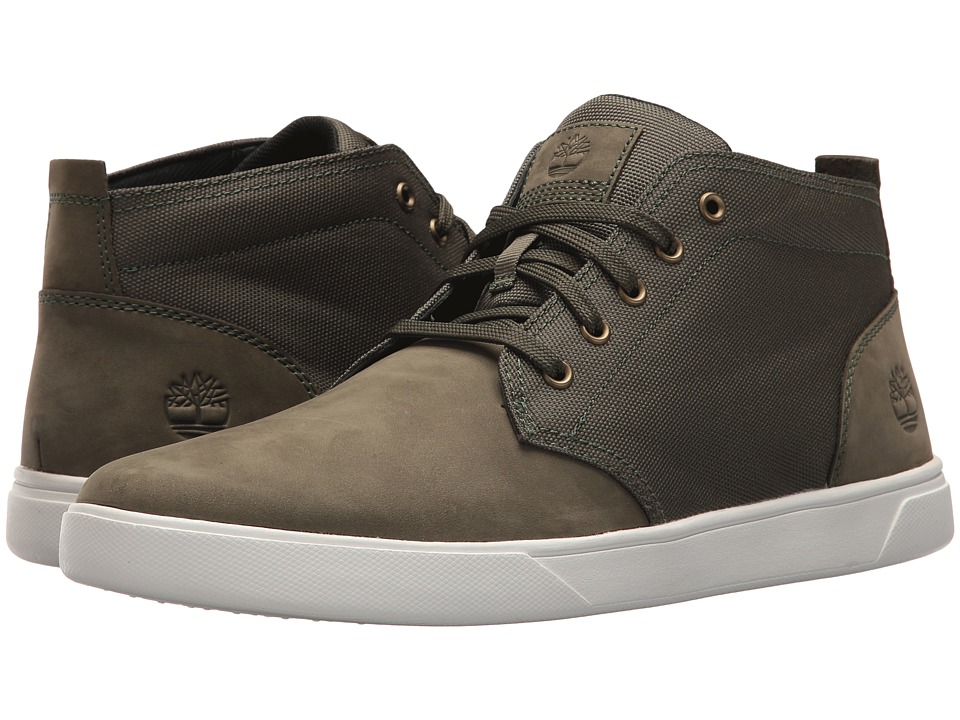 Timberland - Groveton Leather and Fabric Chukka (Dark Green Nubuck) Mens  Shoes