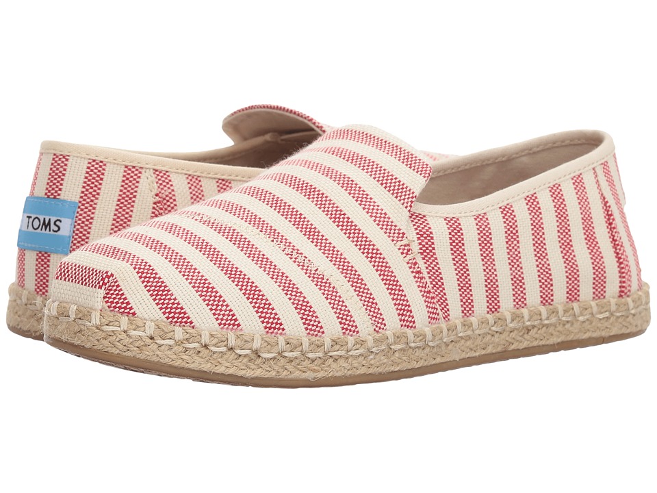TOMS Deconstructed Alpargata Rope (Red Woven Stripe) Slip-On Shoes