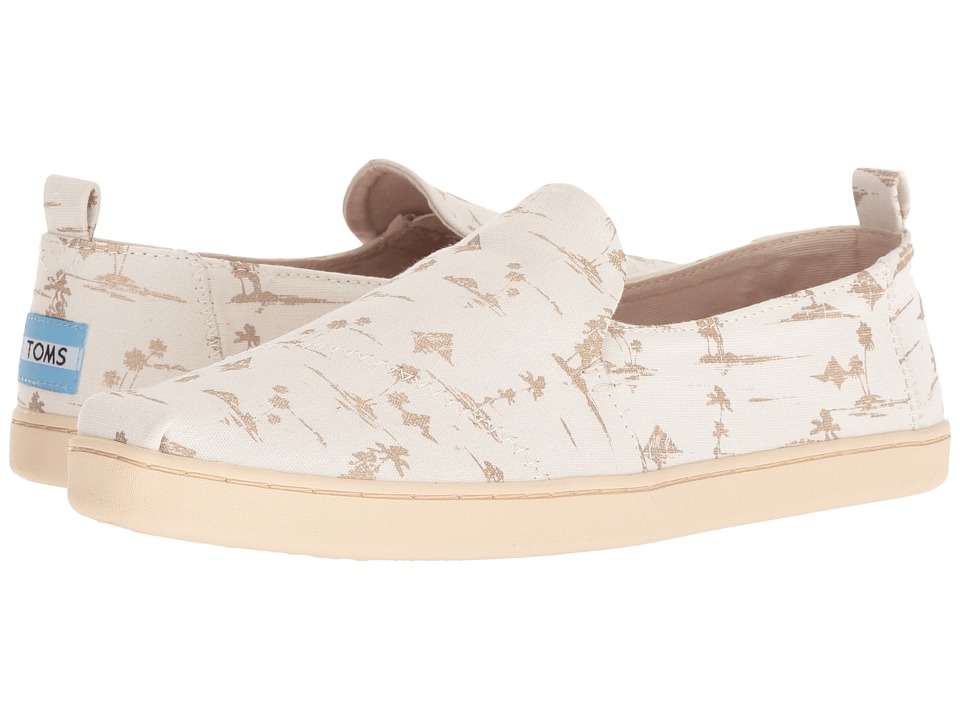 TOMS Deconstructed Alpargata (White/Gold Palms) Slip-On Shoes