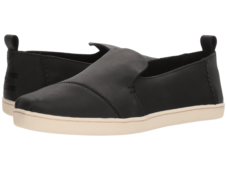 TOMS Deconstructed Alpargata (Black Leather) Slip-On Shoes