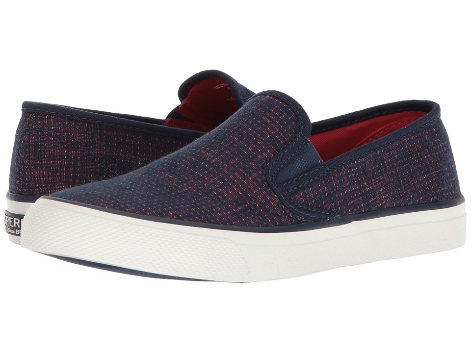 Sperry Seaside Two-Tone Linen (Navy/Coral) Women's Shoes
