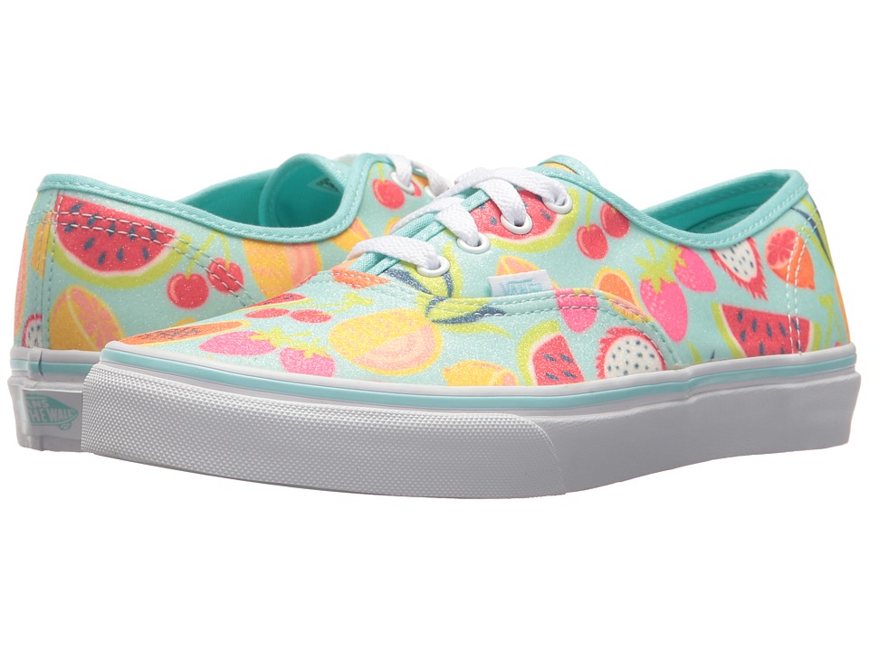 Vans Kids Authentic (Little Kid/Big Kid) ((Glitter Fruits) Island Paradise/True White) Girls Shoes