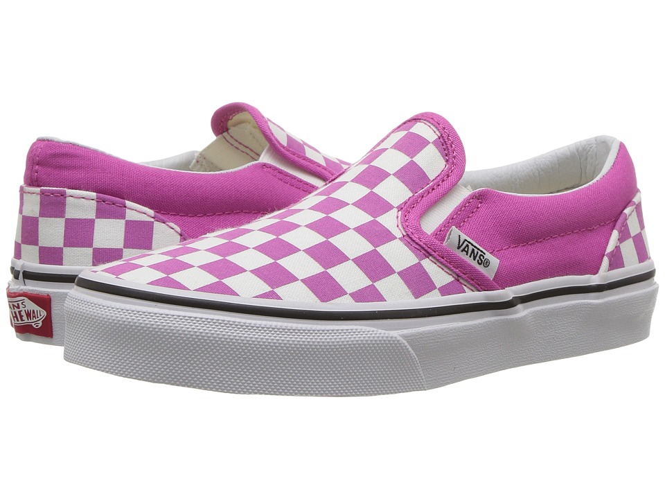 Vans Kids Classic Slip-On (Little Kid/Big Kid) ((Checkerboard) Raspberry Rose/True White) Girls Shoes