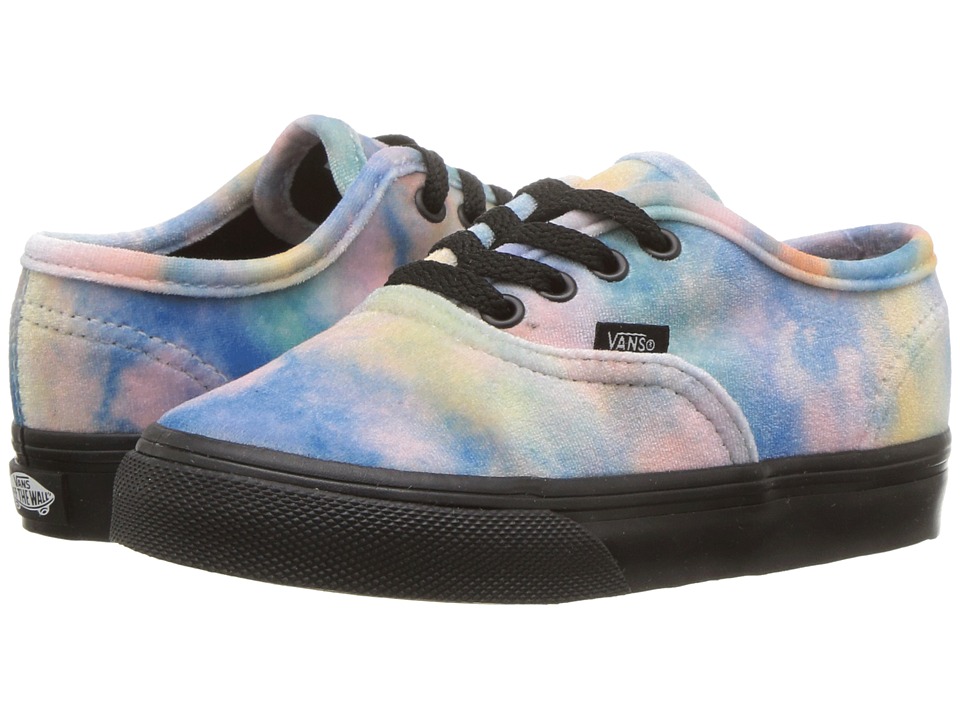 Vans Kids Authentic (Toddler) ((Velvet Tie-Dye) Multi/Black) Girls Shoes