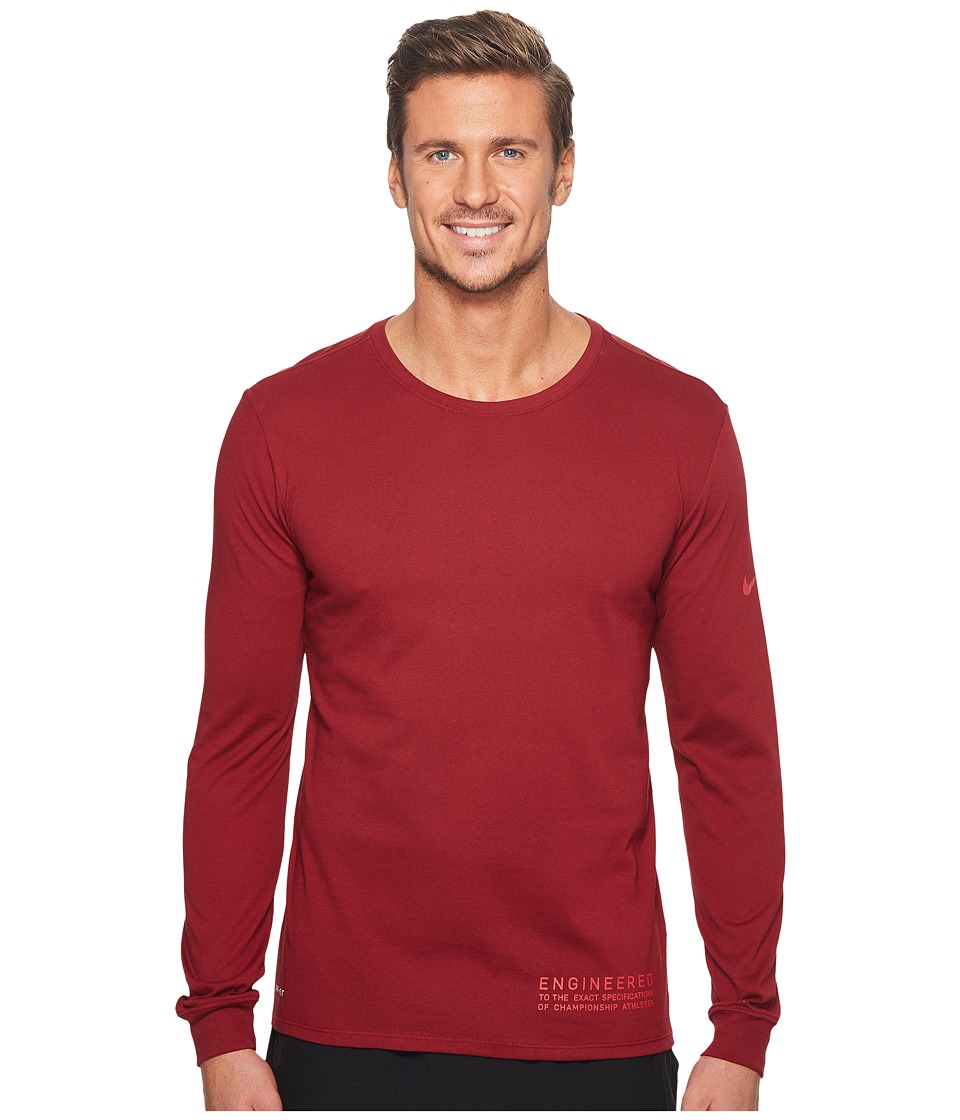 Nike Dry Elite Word Long Sleeve Tee (Team Red/Team Red) Men