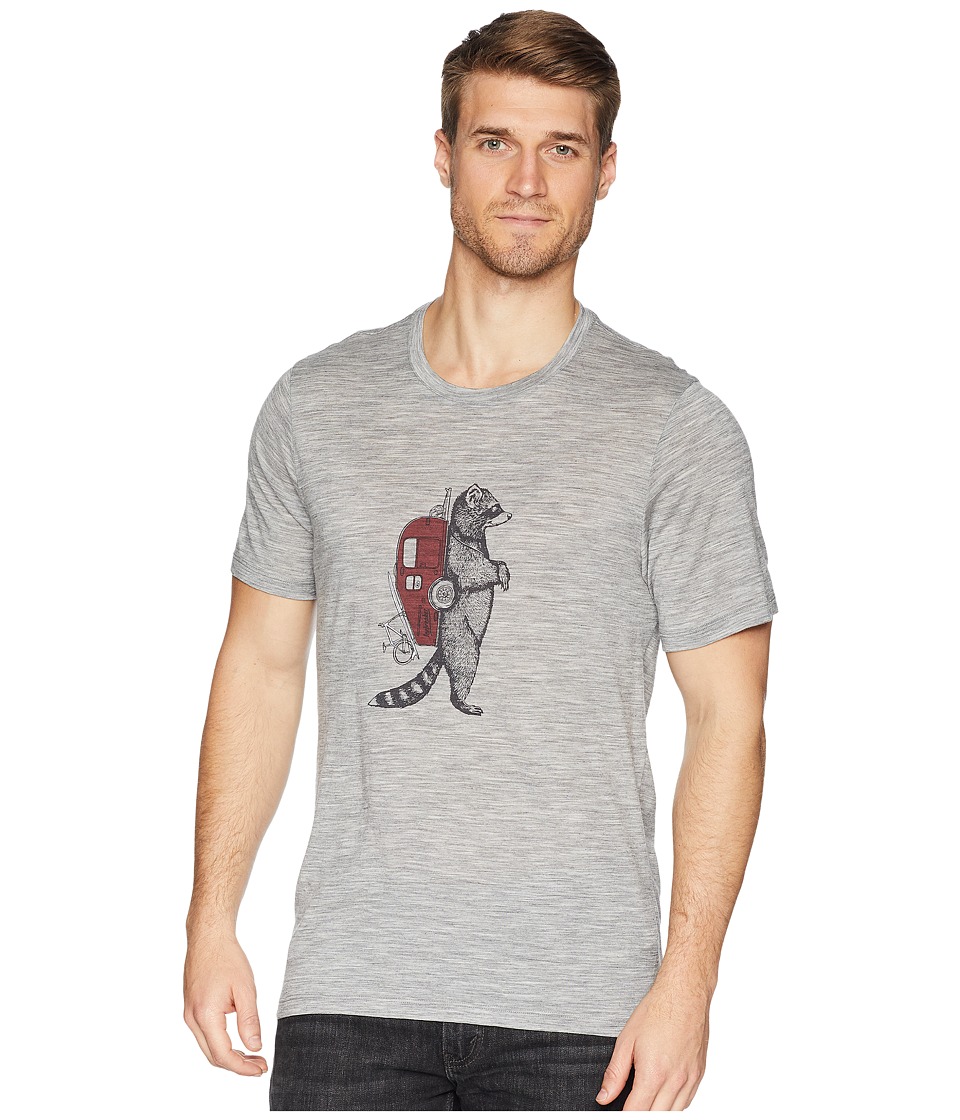Icebreaker Tech Lite Merino Short Sleeve Crewe Waschbar Wandering (Metro Heather) Men