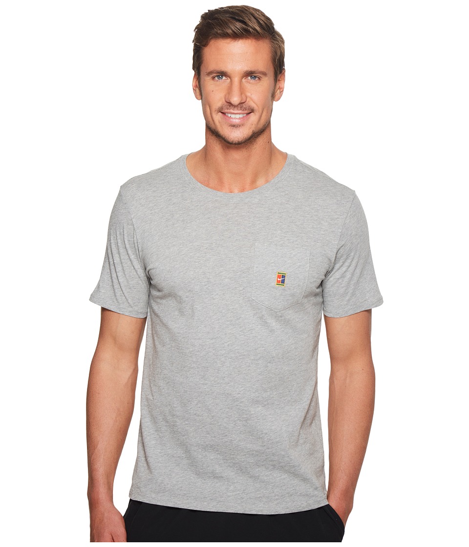 Nike Court Heritage Pocket Tennis T-Shirt (Dark Grey Heather) Men