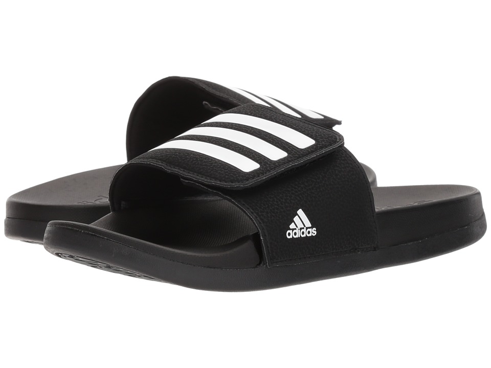 adidas Kids - Adilette CLF + Adj (Toddler/Little Kid/Big Kid) (Black/White) Kids Shoes