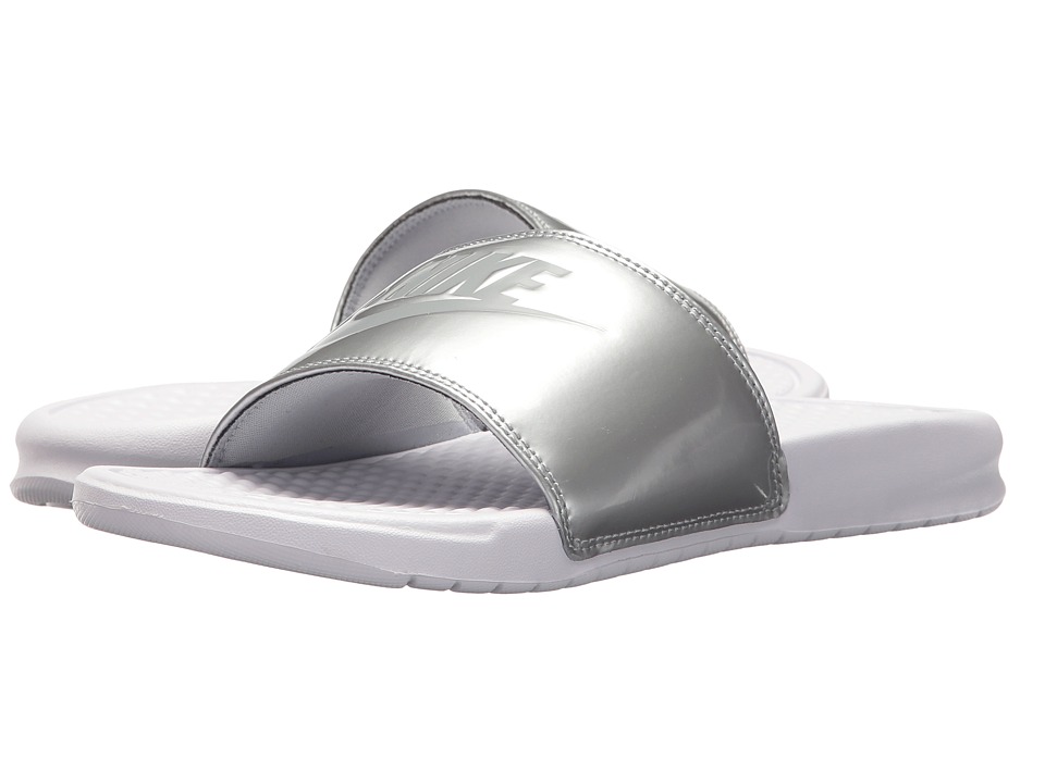 Nike Benassi JDI Slide (White/Wolf Grey/Metallic Silver) Sandals