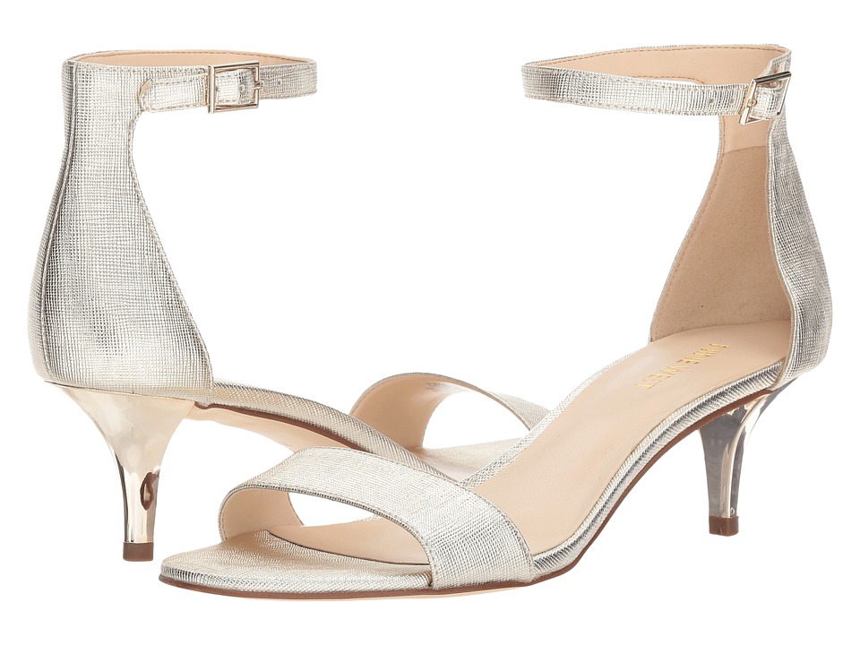 Nine West Leisa Heel Sandal (Platino Etched Metallic PU) Women