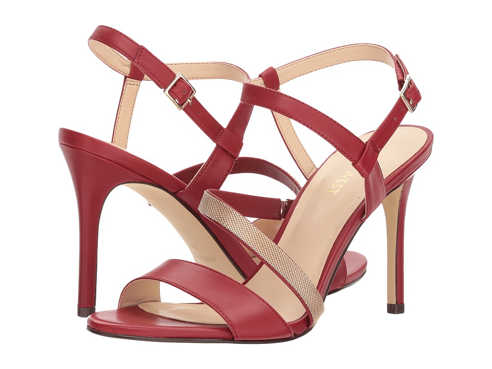 Nine West Mysid Strappy Heel Sandal (Ruby Red Dress Calf) High Heels