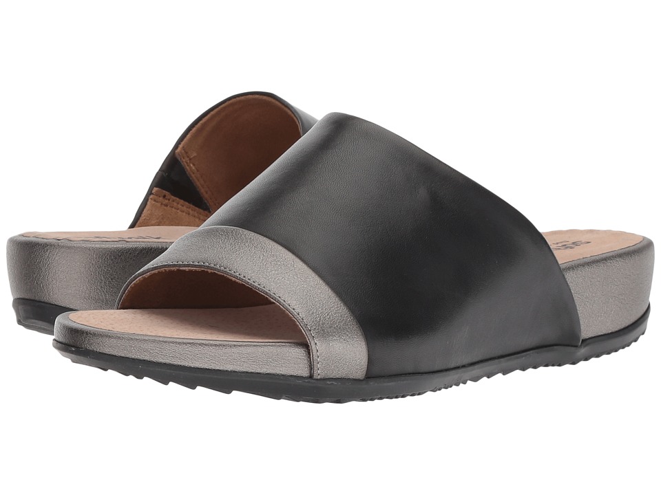 SoftWalk Del Mar (Black/Pewter Soft Leather) Women