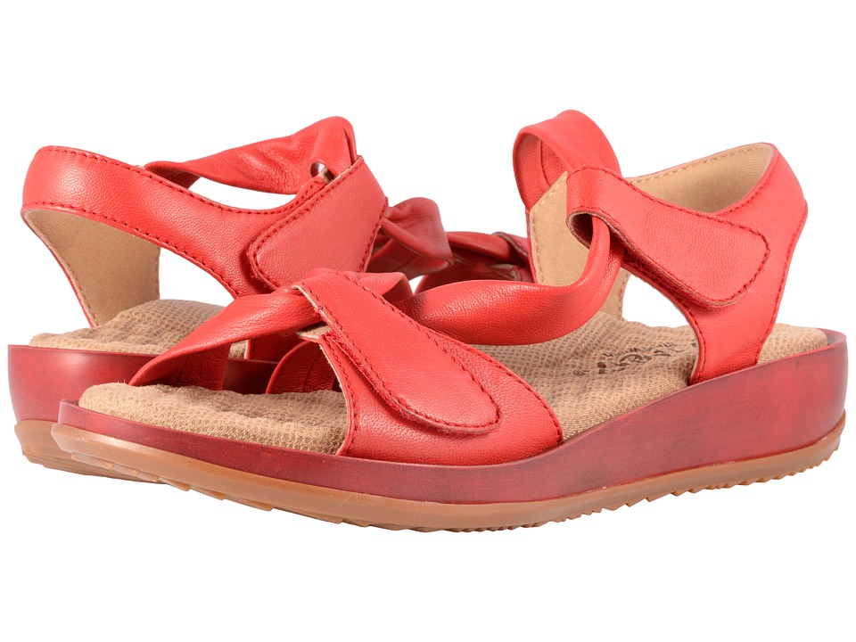 SoftWalk Del Rey (Red Really Soft Leather) Sandals