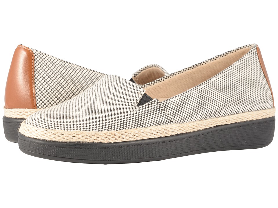 Trotters Accent (Black/Rust Linen/Smooth Man Made) Slip-On Shoes