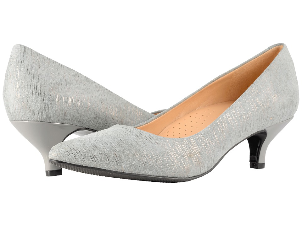 Trotters Kiera (Grey/Silver Metallic Printed Leather) 1-2 inch heel Shoes