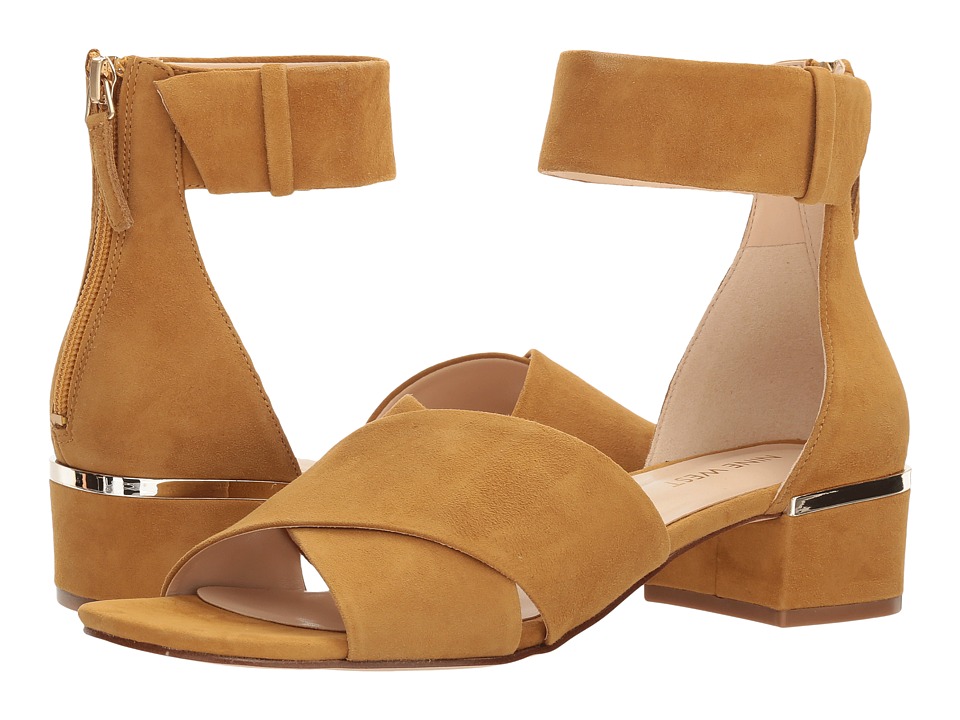 Nine West Yesterday Block Heel Sandal (Tumeric Isa Kid Suede) Women