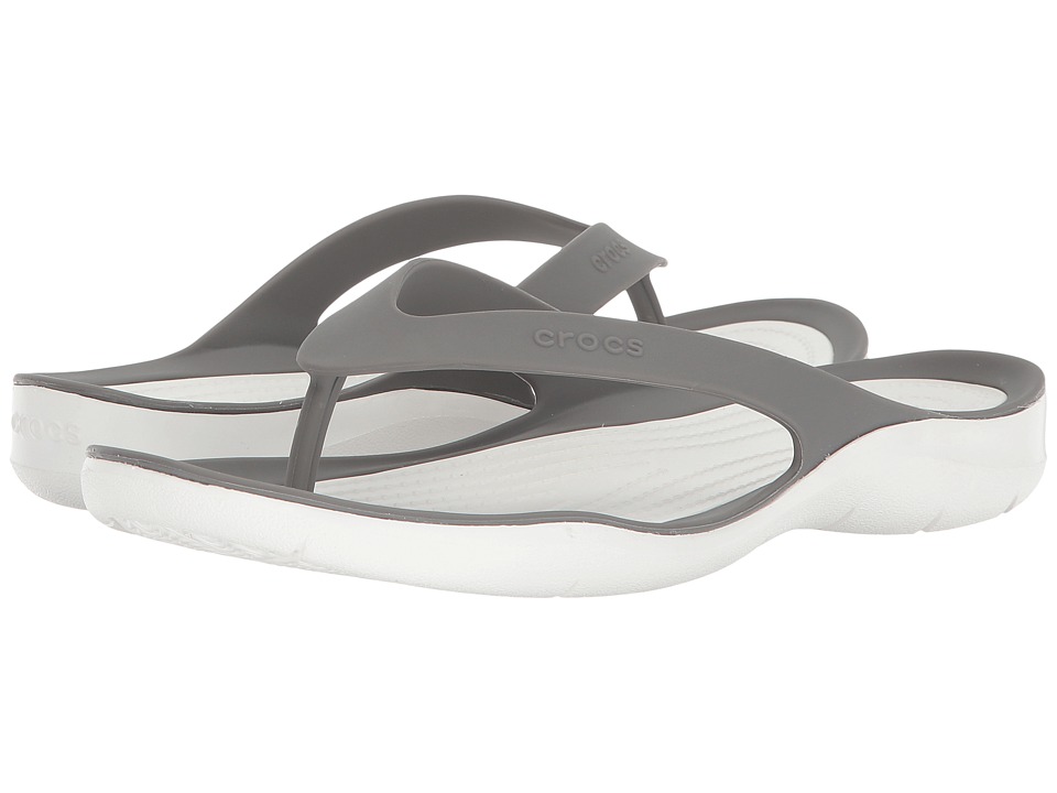 Crocs Swiftwater Flip (Smoke/White) Women's Shoes