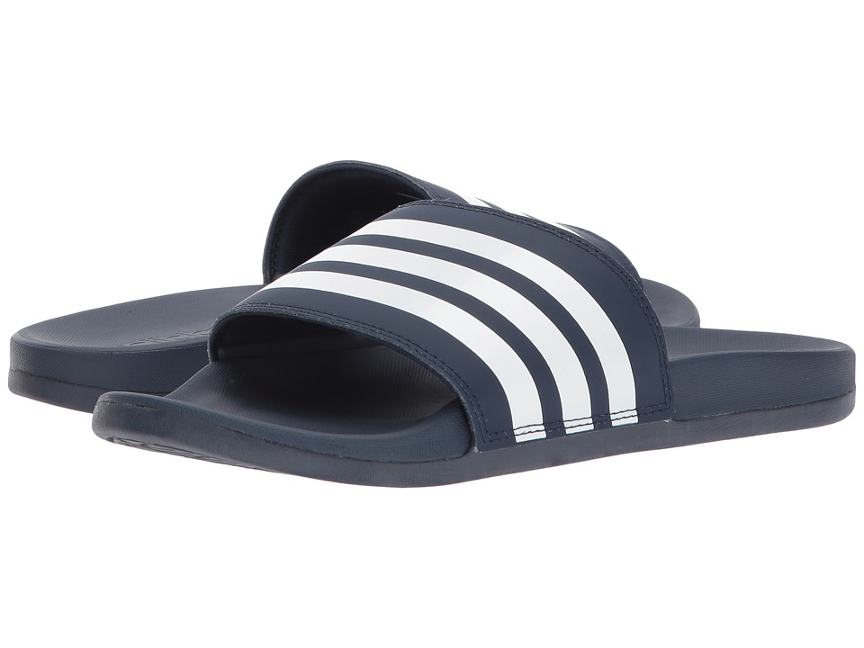 adidas Adilette Cloudfoam Ultra Stripes (Navy/White/Navy) Slides