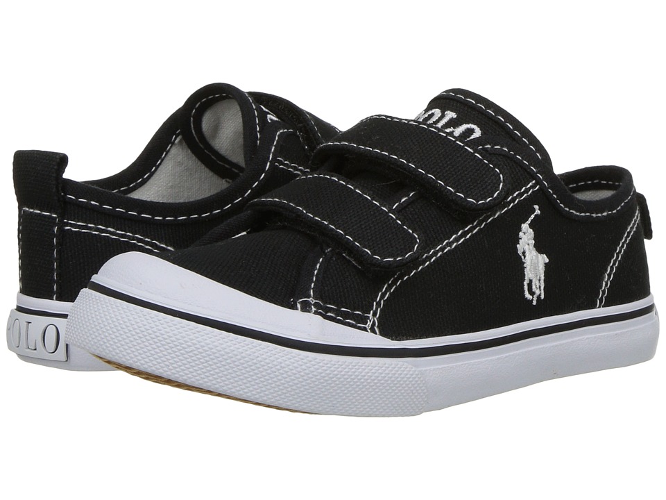 Polo Ralph Lauren Kids Karlen EZ (Toddler) (Black Canvas/White Pony Player)  Kid\u0027s Shoes