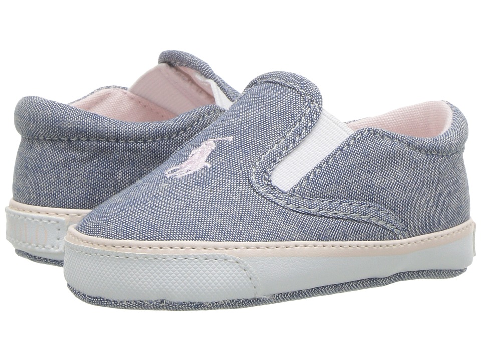 Polo Ralph Lauren Kids Bal Harbour II (Infant/Toddler) (Light Blue  Chambray/Light Pink Pony Player) Girl\u0027s Shoes